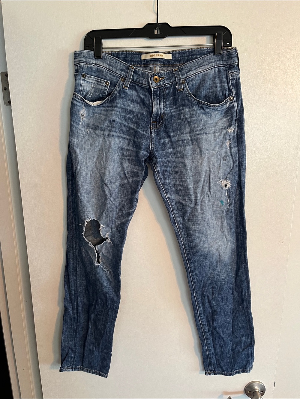 Big Star Women's Distressed Dark Blue Jeans